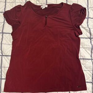 Calvin Klein‎ Red Puff Sleeve Fitted T-Shirt